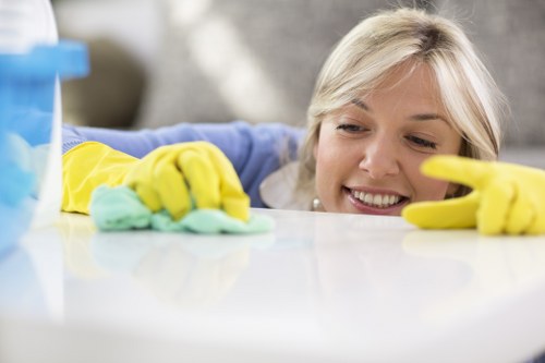 Waste separation and responsible disposal during a cleaning job