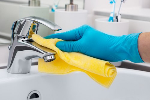 Supervisor reviewing safety standards for cleaning staff