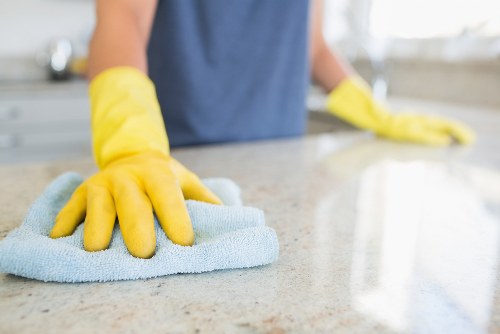 Oven cleaner in Brompton polishing glass door and appliance surfaces